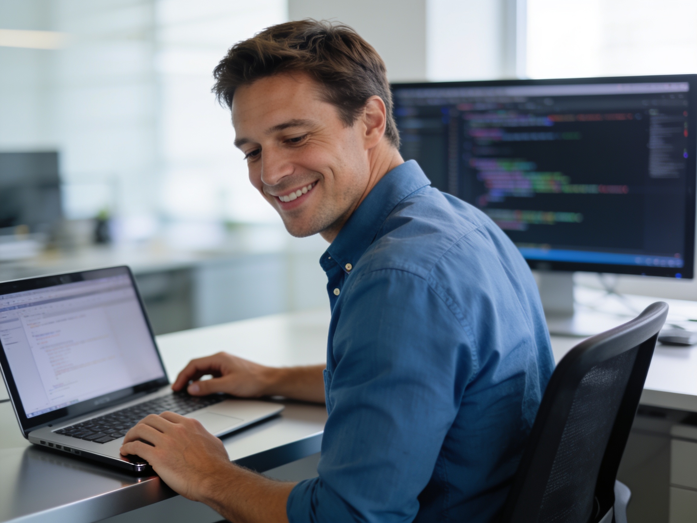 American engineer analyzing code for effective ecommerce web solutions