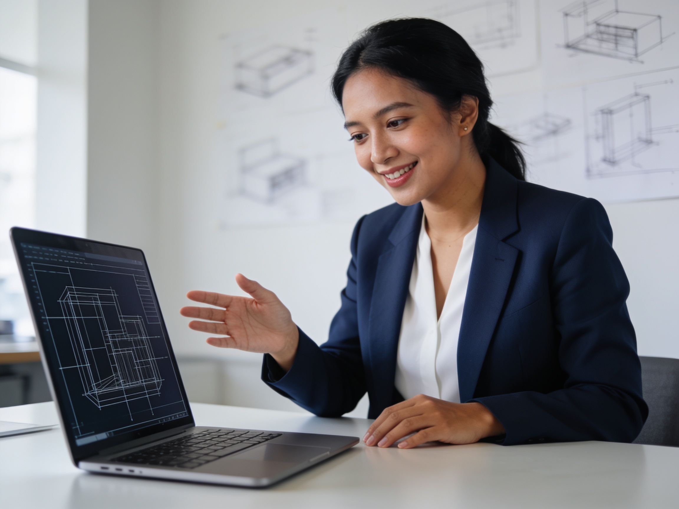 Indonesian businesswoman reviewing interactive web design solutions for business growth
